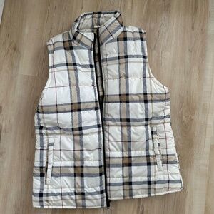 Natural reflections ivory plaid puffer vest